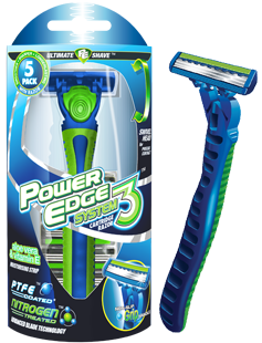 Power Edge system3 blade replaceable razor package and razor