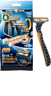 Power Edge 3 blade disposable razor package and razor small