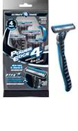 Power Edge 4 blade disposable razor package and razor small